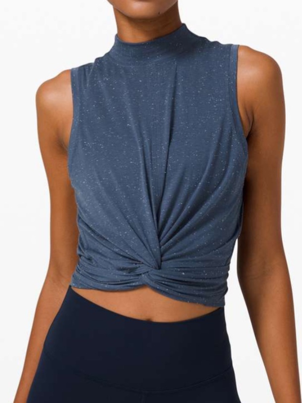 $56 Lululemon Time to Restore
Mock Neck Tank Iron Blue / White